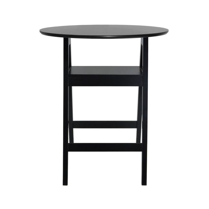 Mesa Bistrô Miami Sem Porta 1 Prateleira Madeira Maciça MDF 80cm Preto Decorise - imagem 3