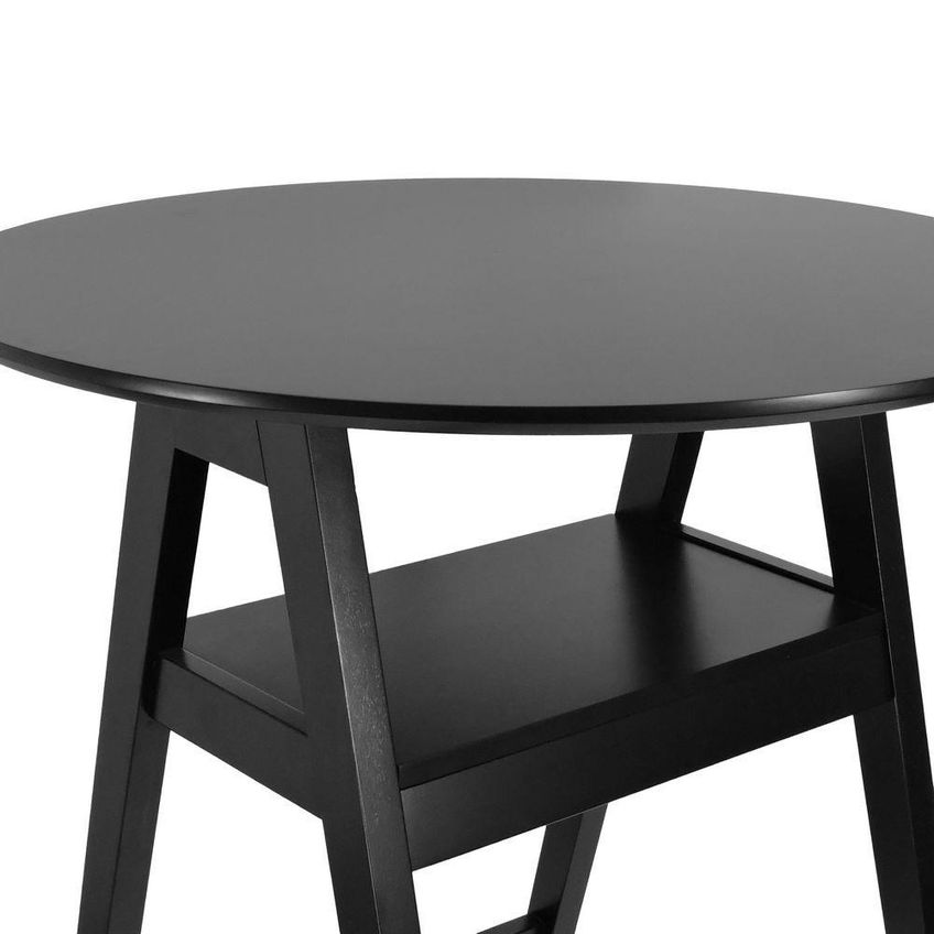 Mesa Bistrô Miami Sem Porta 1 Prateleira Madeira Maciça MDF 80cm Preto Decorise - imagem 5