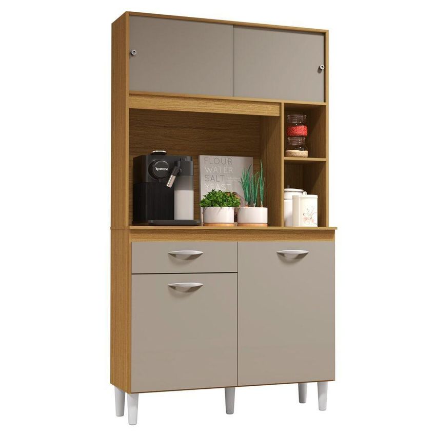Cozinha Compacta Duda 4 Portas 1 Gaveta MDF MDP 90cm Off White Mobigu - imagem 3