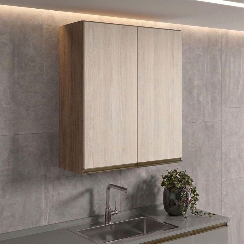 Armário Aéreo de Cozinha Kali Premium 80cm 2 Portas MDF Carvalho Toq Bianco - imagem 3