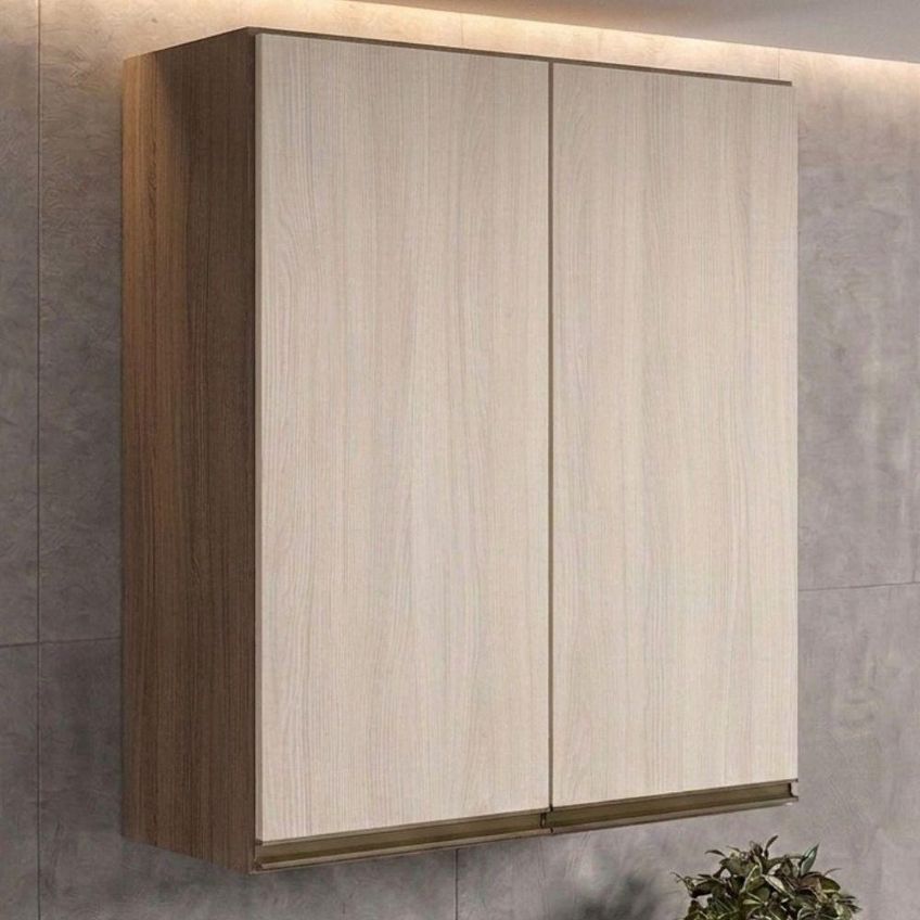 Armário Aéreo de Cozinha Kali Premium 80cm 2 Portas MDF Carvalho Toq Bianco - imagem 4