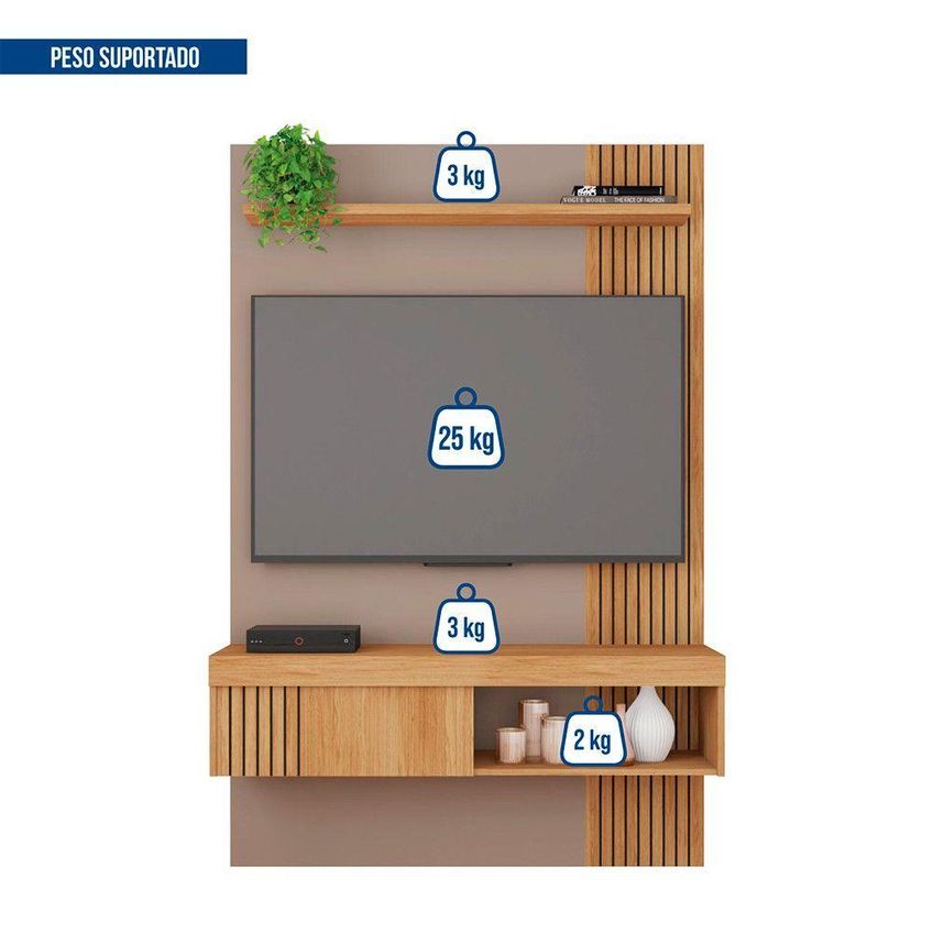Painel Para TV Jade 1.2 Até 45 Polegadas 119,5cm MDF-MDP Fendi Caemmun Móveis - imagem 4