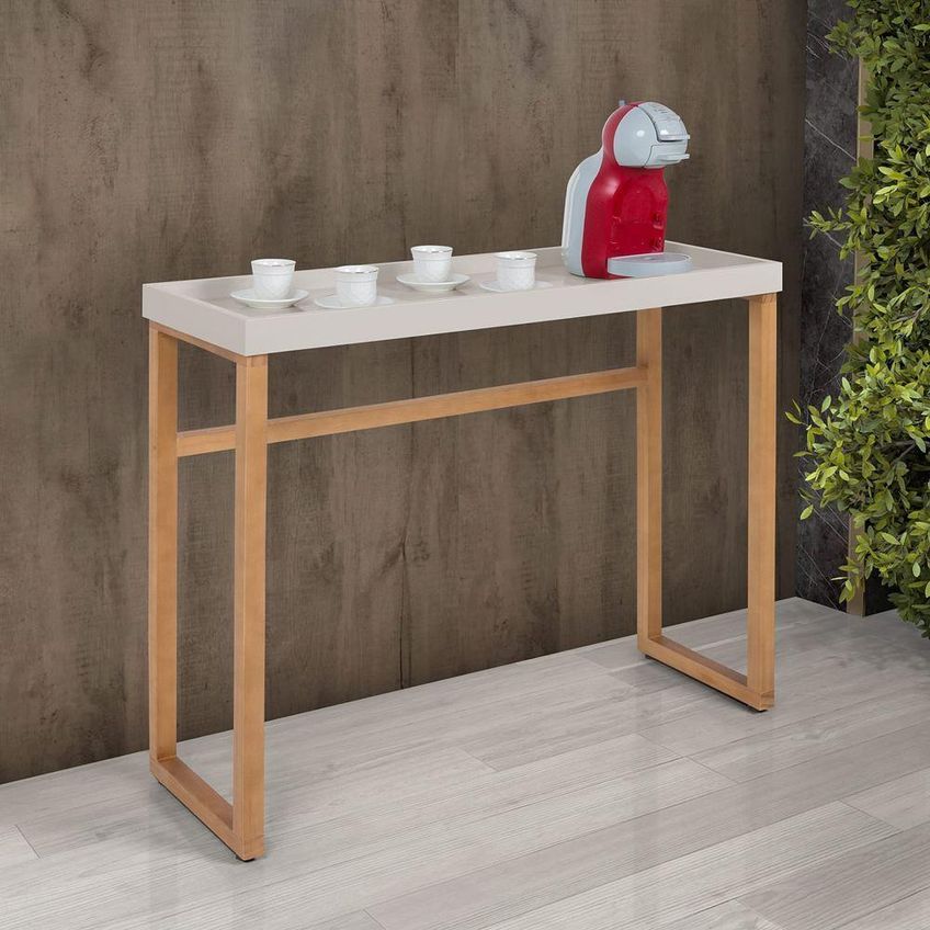 Aparador Slim Moderno Sem Portas Sem Gavetas MDF 96cm Off White Ravilar - imagem 4