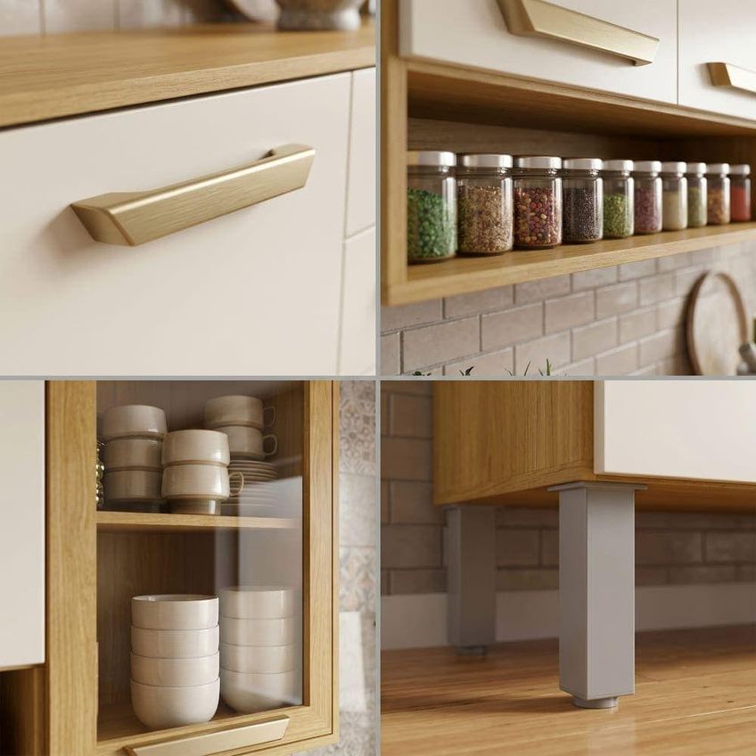 Kit Cozinha Athenas 3 Portas 2 Gavetas Mdf-mdp 110cm Cinamomo Off White - imagem 4