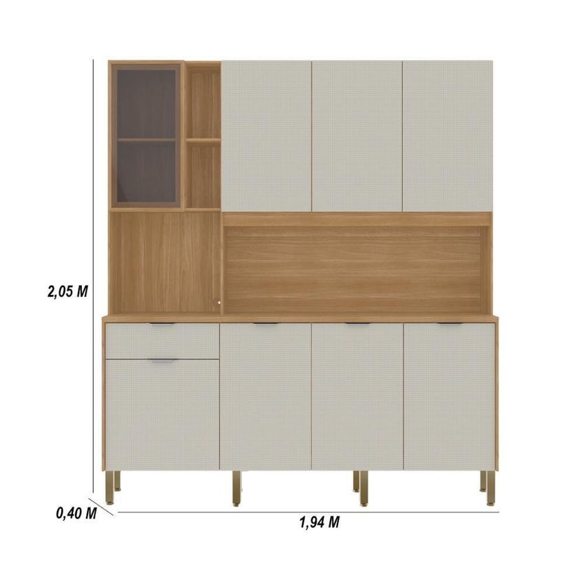 Armário De Cozinha Nature 8 Portas 1 Gaveta MDP 194cm Kit's Paraná - imagem 3