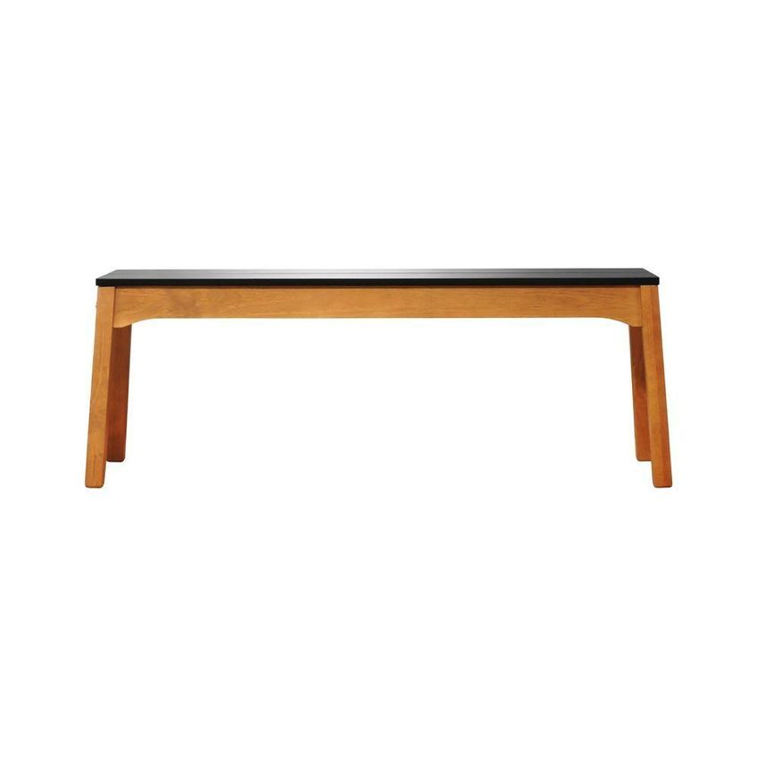 Banco Áustria 2 Lugares Assento MDF Laqueado Madeira Maciça 127cm Amêndoa E Preto Decorise - imagem 3