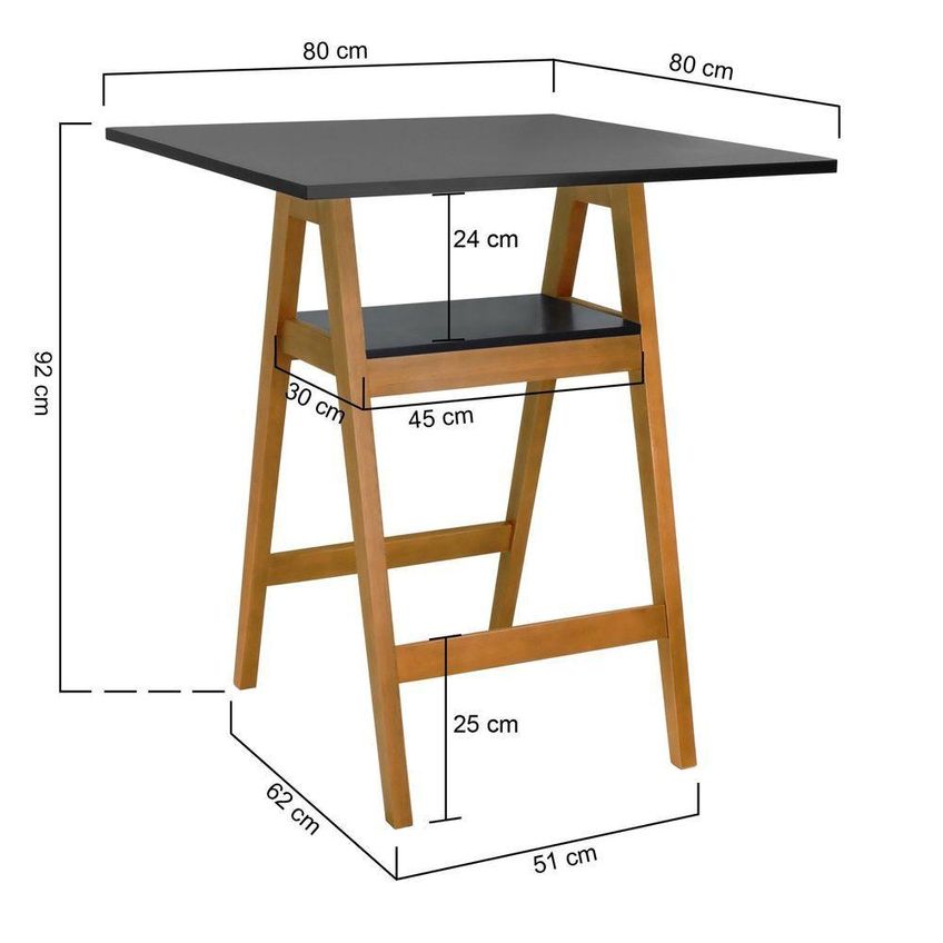 Mesa Bistrô Miami Sem Porta Madeira Maciça E MDF 80cm Amêndoa Decorise - imagem 5