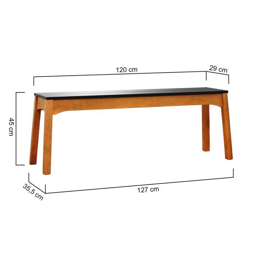 Banco Áustria 2 Lugares Assento MDF Laqueado Madeira Maciça 127cm Amêndoa E Preto Decorise - imagem 4