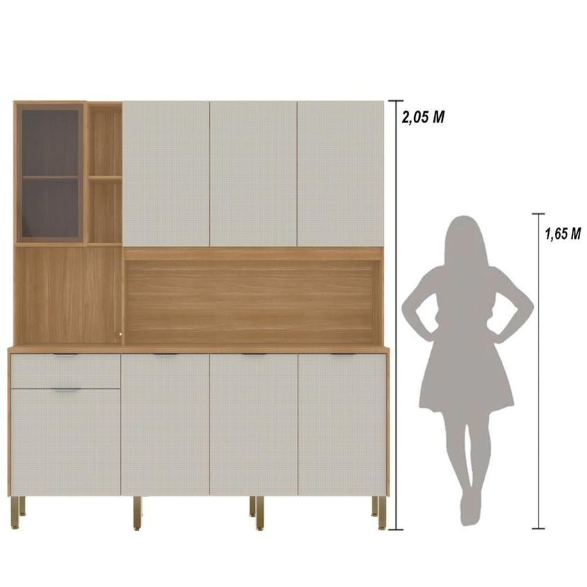 Armário De Cozinha Nature 8 Portas 1 Gaveta MDP 194cm Kit's Paraná - imagem 5