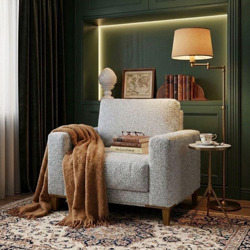Poltrona Decorativa Oásis Veludo Marrom Pés Palito Milani Movelaria - imagem 3