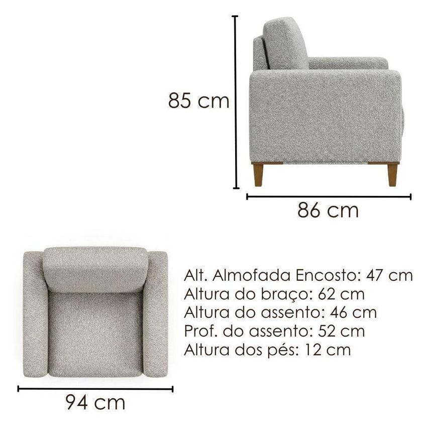 Poltrona Decorativa Oásis Veludo Marrom Pés Palito Milani Movelaria - imagem 4