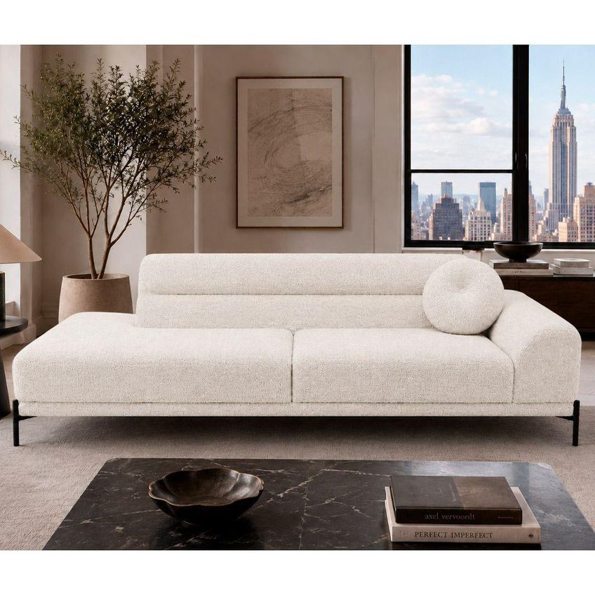 Sofá Arezzo 3 Lugares Fixo 230cm Terminal Direito Off White Boucle Sallar Home - imagem 5
