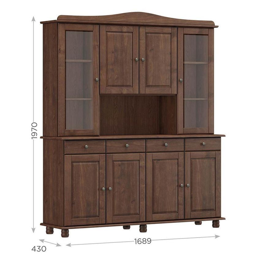 Conjunto Cristaleira Aparador Balcão Vitrine Rubi 13 Portas Madeira Maciça Café Finestra Móveis - imagem 3