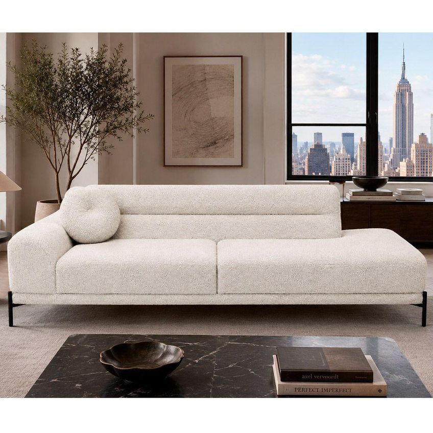 Sofá Arezzo 3 Lugares Fixo 210cm Off White Bouclé Sallar Home - imagem 3