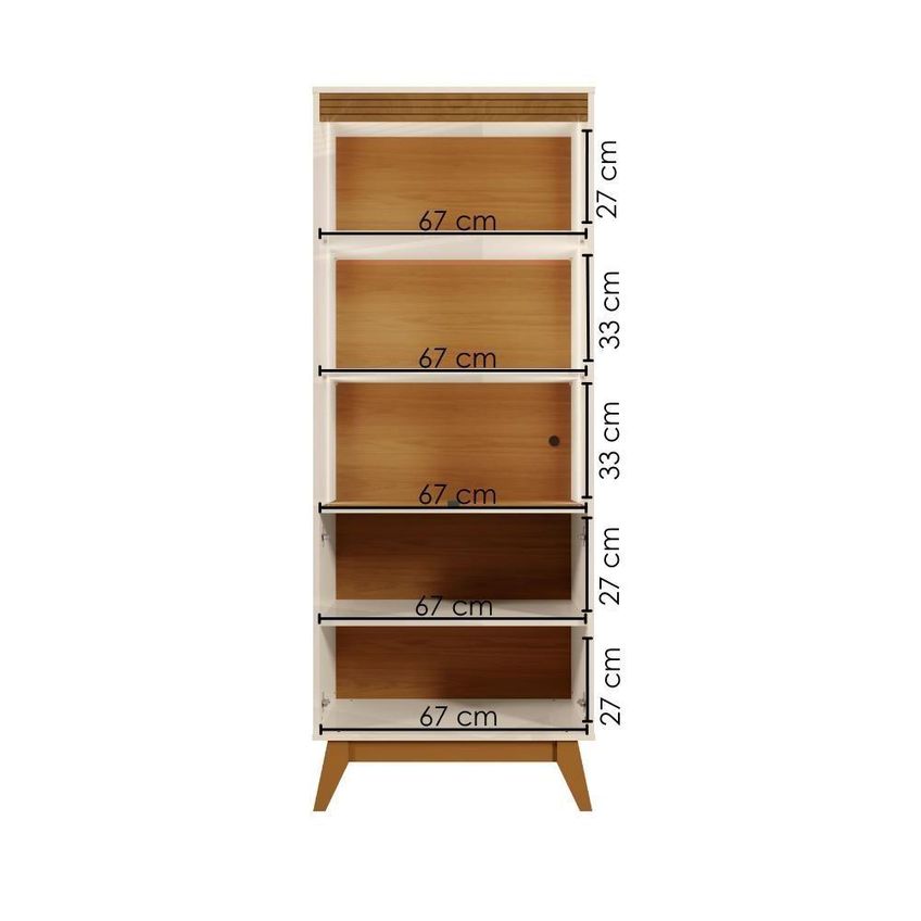 Cristaleira Paraty 4 Portas MDP e MDF 70cm Off White Canela Mobler - imagem 4