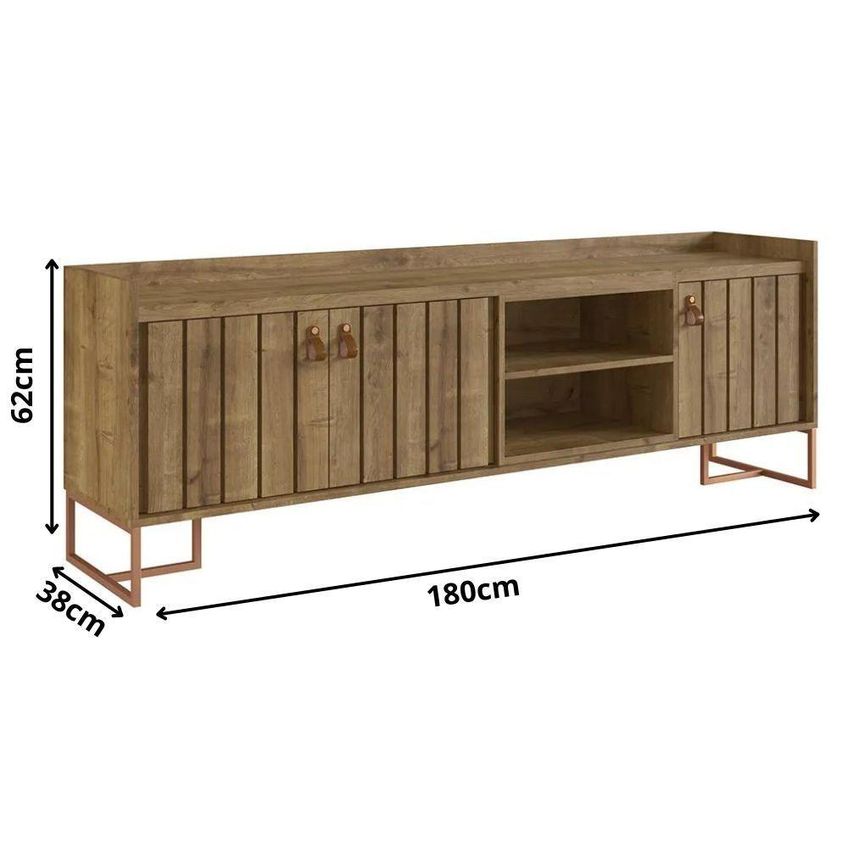Rack Trendy Para TV 65" 180cm MDP Com Porta Ripada Marrom Metta Mobili - imagem 2