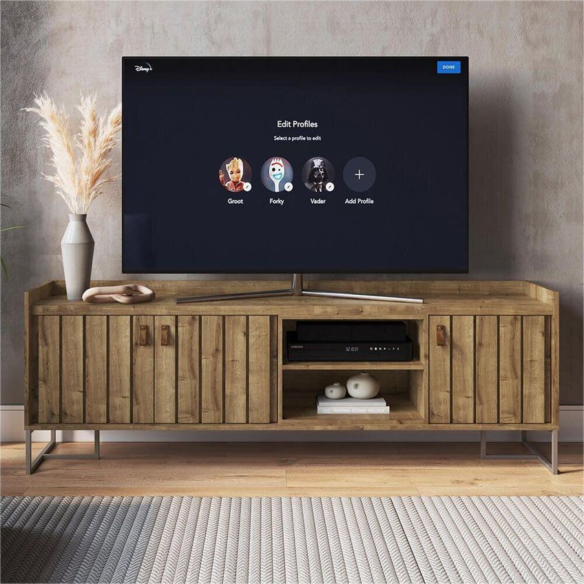 Rack Trendy Para TV 65" 180cm MDP Com Porta Ripada Marrom Metta Mobili - imagem 3
