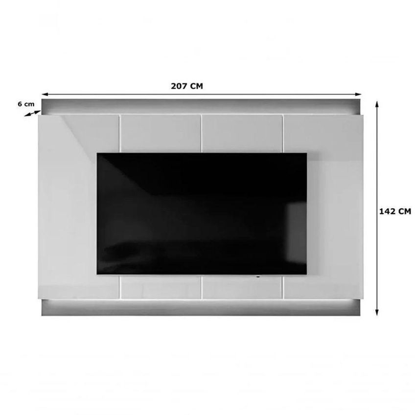 Painel Para TV Até 75" 207cm MDF com LED Off White Lukaliam Móveis - imagem 3