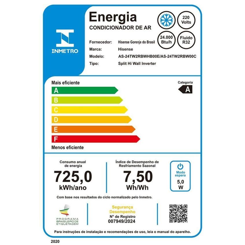Ar Condicionado Split Hisense 24000 BTUs Frio 220V AS-24TW2RBWH01 - imagem 4