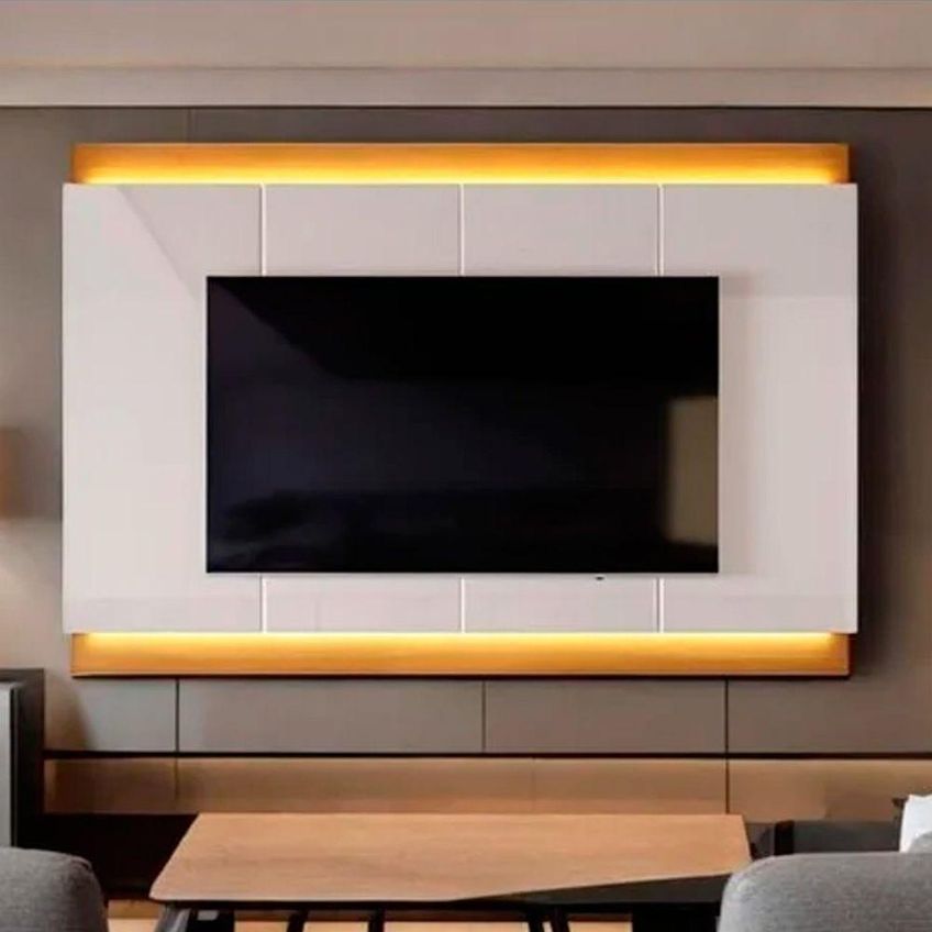 Painel Para TV Até 75" 207cm MDF com LED Off White Lukaliam Móveis - imagem 5