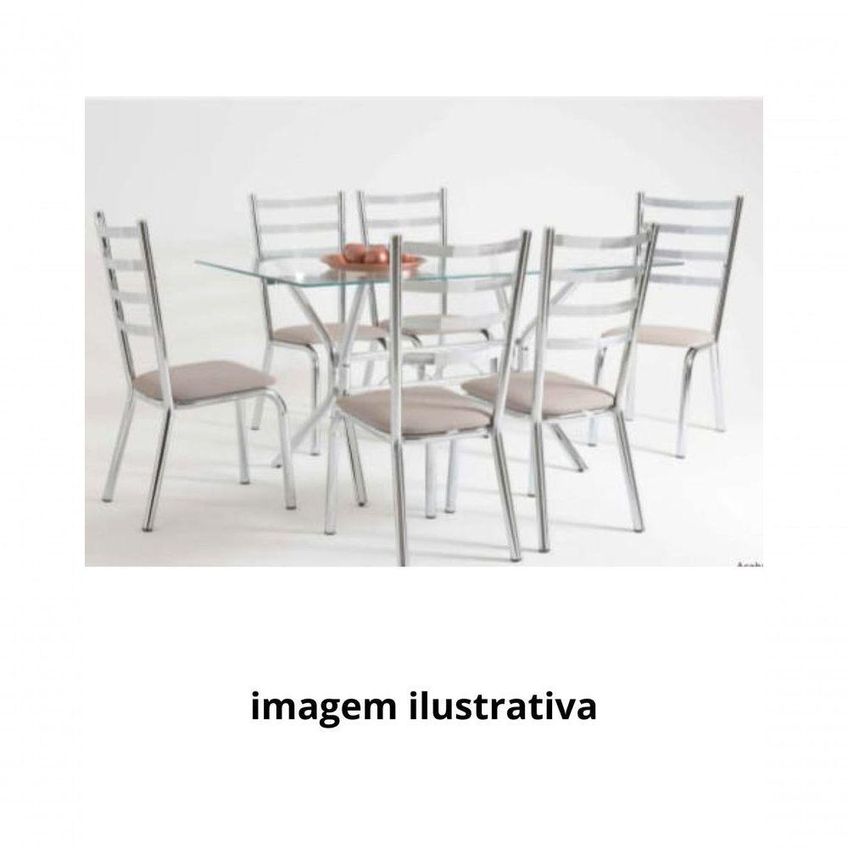 Conjunto De Cadeiras Para Cozinha Ou Sala De Jantar Liara Estrutura Em Aço Assento Em Tecido Bege - imagem 4