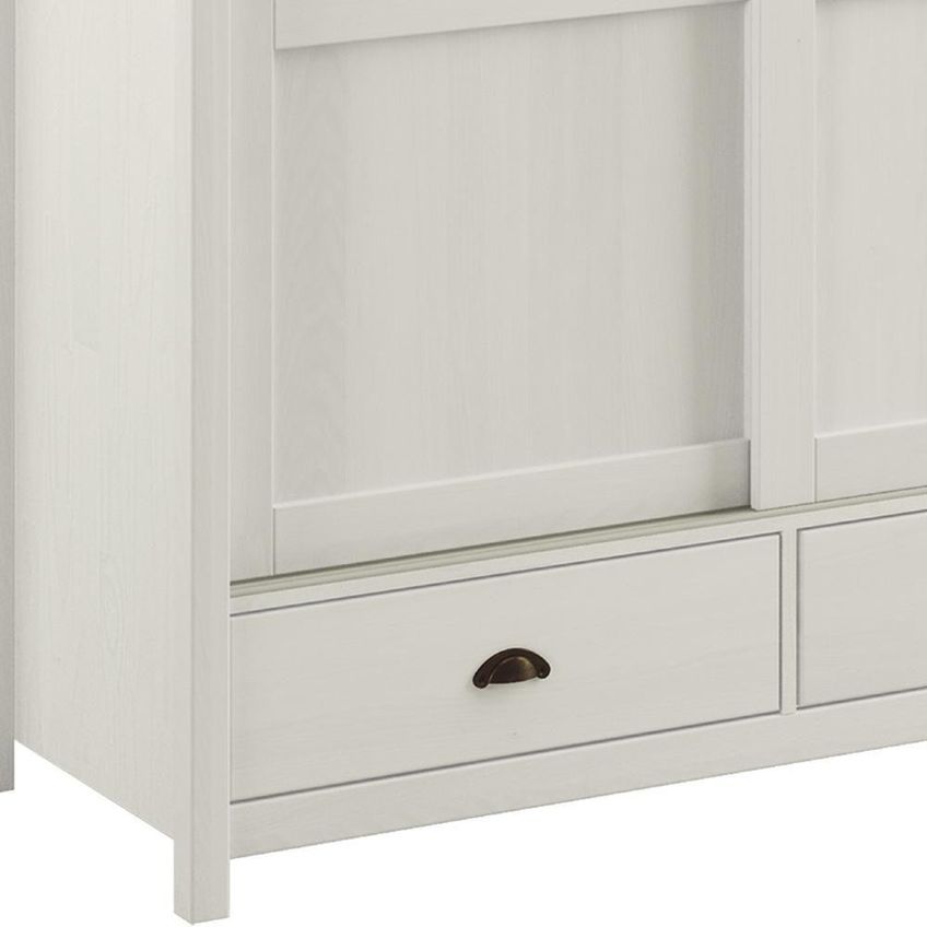 Guarda Roupa Casal Lazio 3 Portas De Correr 3 Gavetas Madeira Branco-freijó Mpozenato - imagem 3