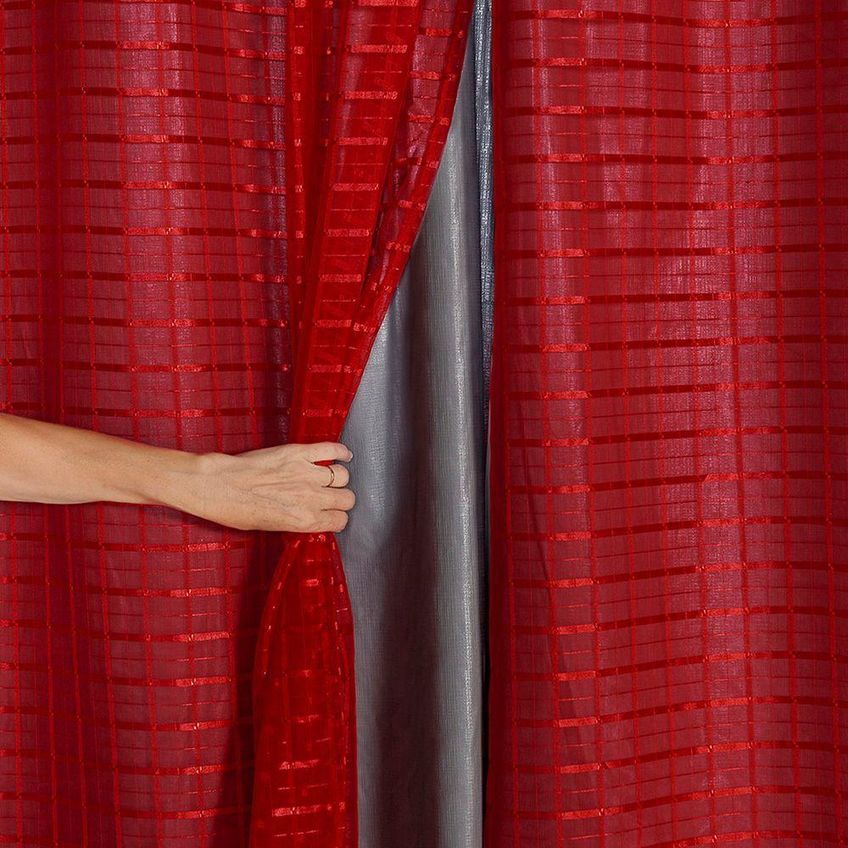 Cortina Daily Blackout PVC com Voil Xadrez para Sala Cinza Casa Scarpa - imagem 2