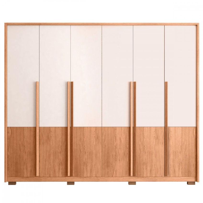 Guarda Roupa Casal Cloe 6 Portas Giratórias 4 Gavetas Freijó Off White Caemmun Móveis - imagem 2