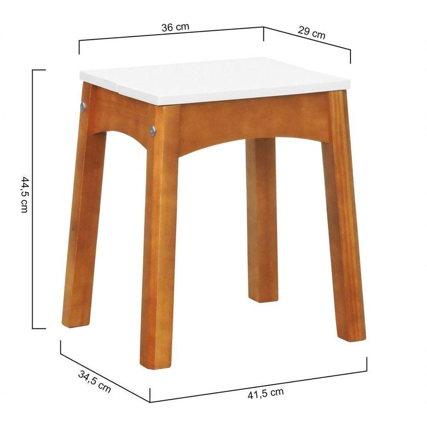 Banco Médio Áustria Sem Porta Sem Gavetas Madeira Maciça 34,5cm Amêndoa E Branco Decorise - imagem 5