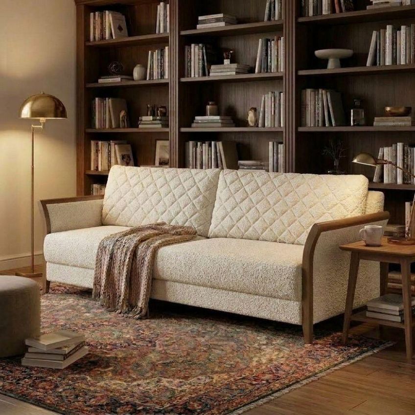 Sofá Ambar 2 Lugares Fixo 165cm Cinza Bouclé Milani - imagem 5