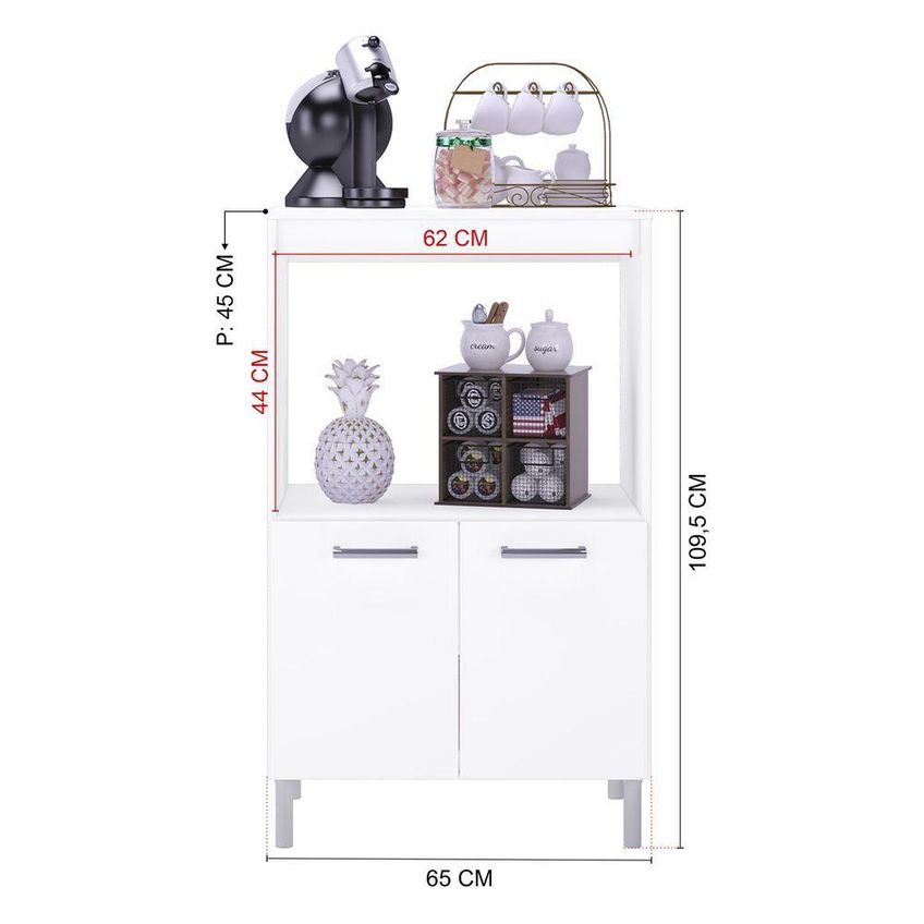 Armário Multiuso Talita 2 Portas 1 Prateleira MDP 65cm Branco Indékes - imagem 4