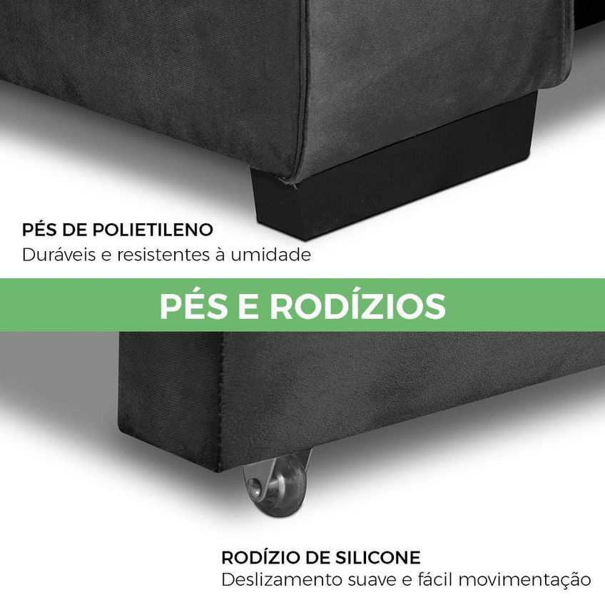 Sofá Com Chaise Victória 2 Lugares Retrátil E Reclinável 270cm Grafite Lansof Brasil - imagem 2