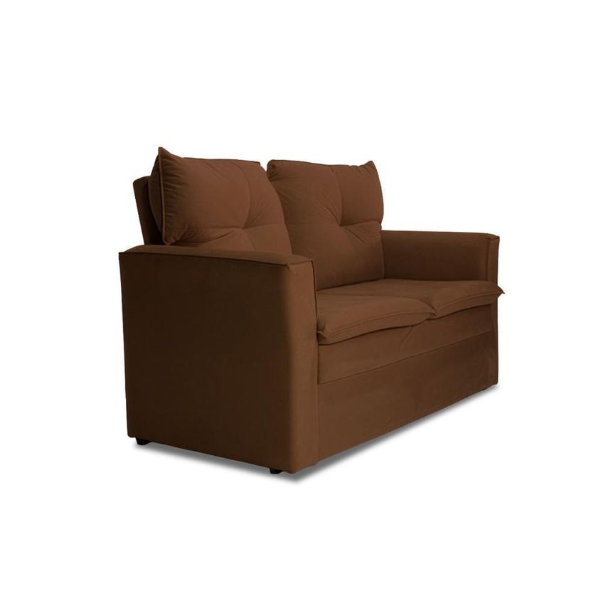 Sofá Mobi 2 Lugares Fixo 150cm Marrom Claro Suede Pequeno Herrero - imagem 4