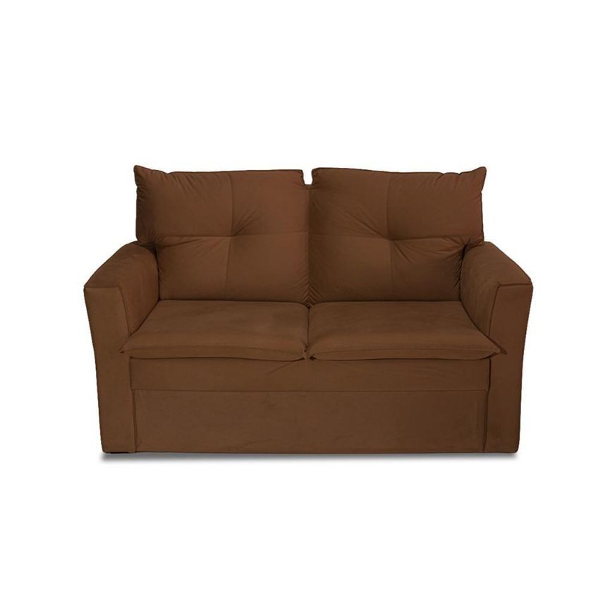 Sofá Mobi 2 Lugares Fixo 150cm Marrom Claro Suede Pequeno Herrero - imagem 5