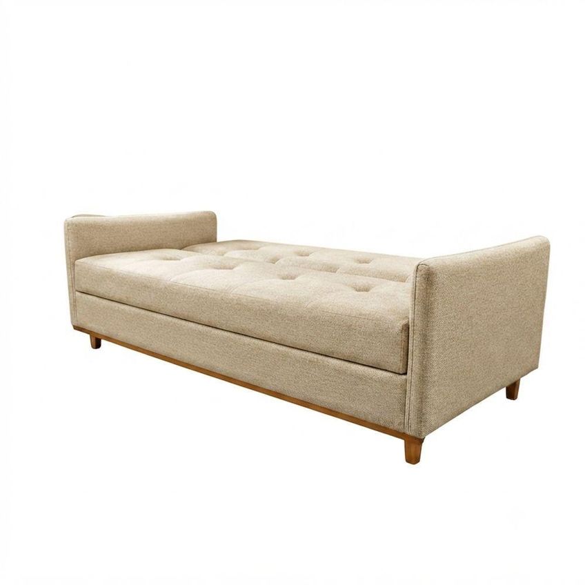 Sofá Cama Iris 2 Lugares Com Baú E Cama 210cm Creme Linho Capuccino - imagem 3