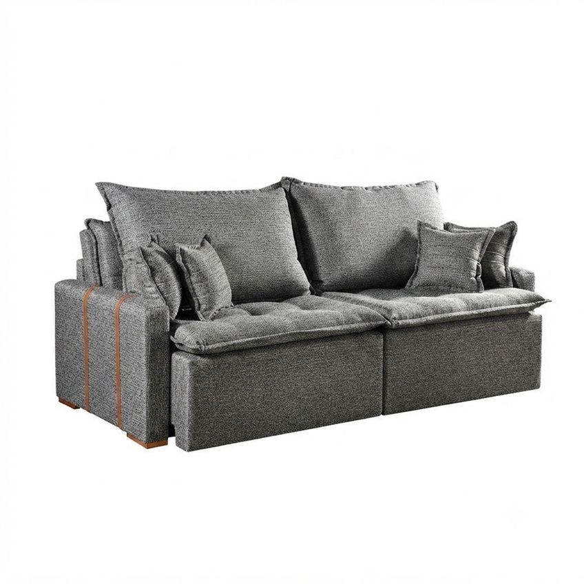 Sofá Com Chaise Orfeu 3 Lugares Retrátil E Sofá Cama 180cm Cinza - imagem 3