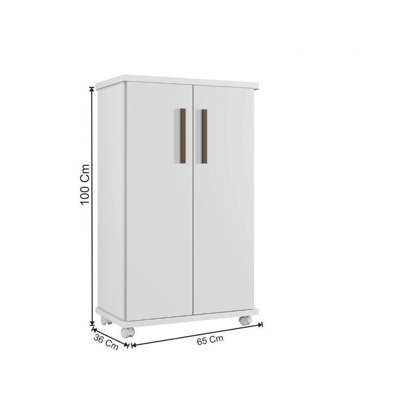 Armário Multiuso Berlim 2 Portas 4 Prateleiras MDF-MDP Branco Arte Móveis - imagem 4