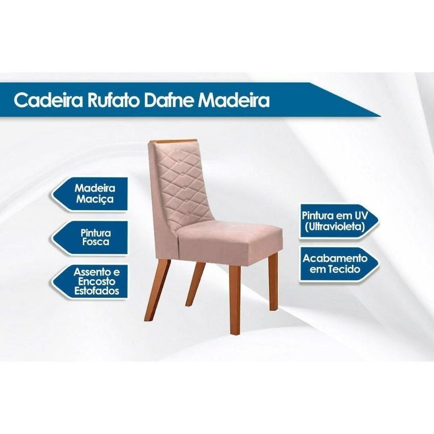 Kit 4 Cadeiras Dafne Madeira 45cm Capuccino Corano Capuccino Assento Estofado Móveis Rufato - imagem 5