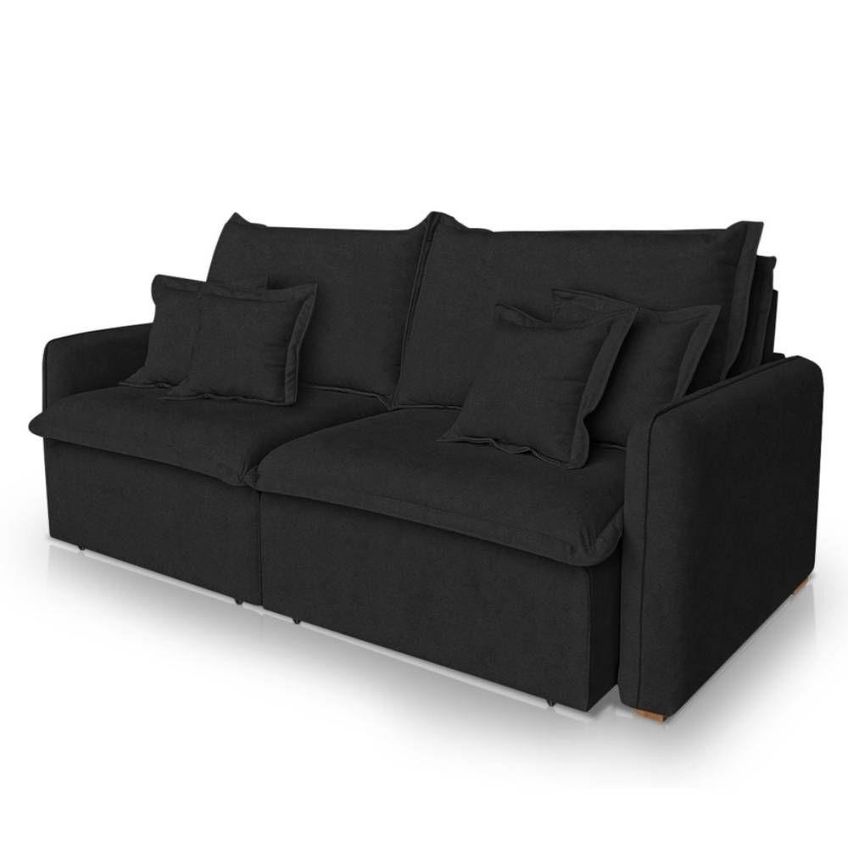 Sofá Malta 3 Lugares Retrátil E Reclinável 220cm Preto Bouclé Lucadi - imagem 2