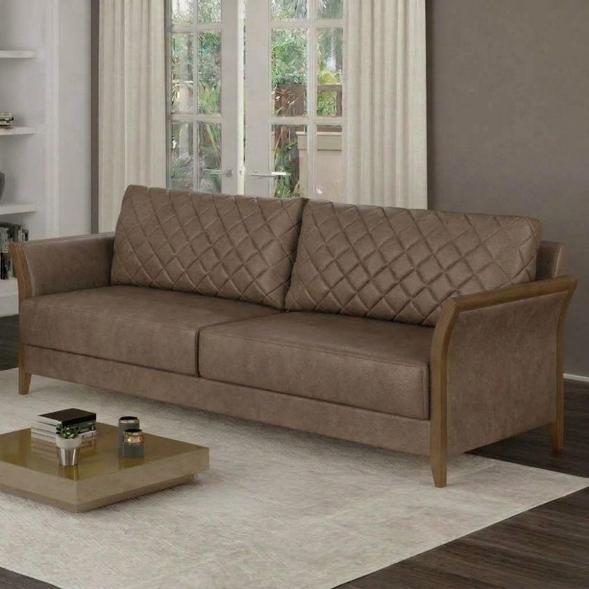 Sofá Ambar 2 Lugares 165cm Café Courino Milani Movelaria - imagem 2
