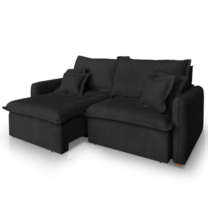 Sofá Malta 3 Lugares Retrátil E Reclinável 220cm Preto Bouclé Lucadi - imagem 5