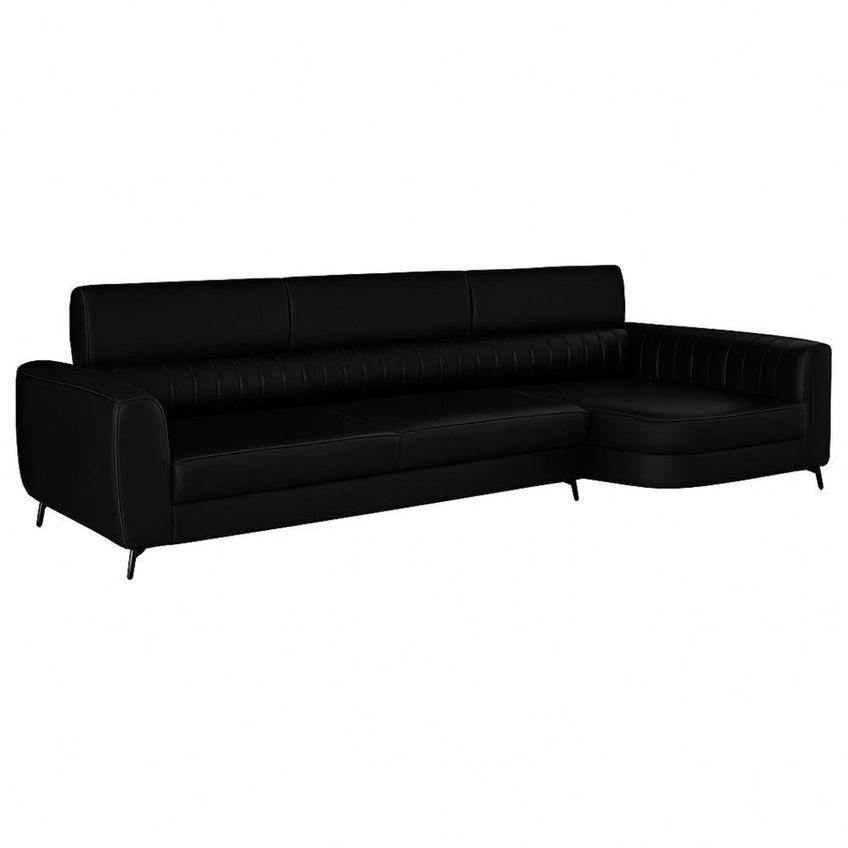 Sofá Com Chaise Maximu 3 Lugares Fixo 260cm Preto Corino Divani - imagem 2