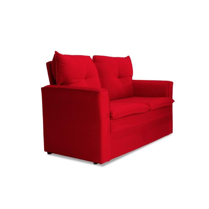 Sofá Mobi 2 Lugares Fixo 150cm Vermelho Suede Para Ambientes Pequenos Herrero - imagem 4