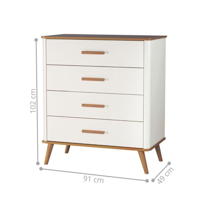 Cômoda Nature E Off White 4 Gavetas MDF Puxador MDF Mais De Casa - imagem 3