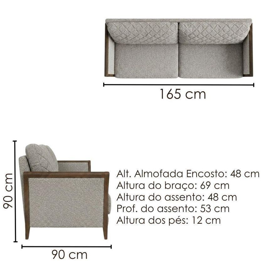 Sofá Ambar 2 Lugares 165cm Bouclé Milani Movelaria - imagem 5