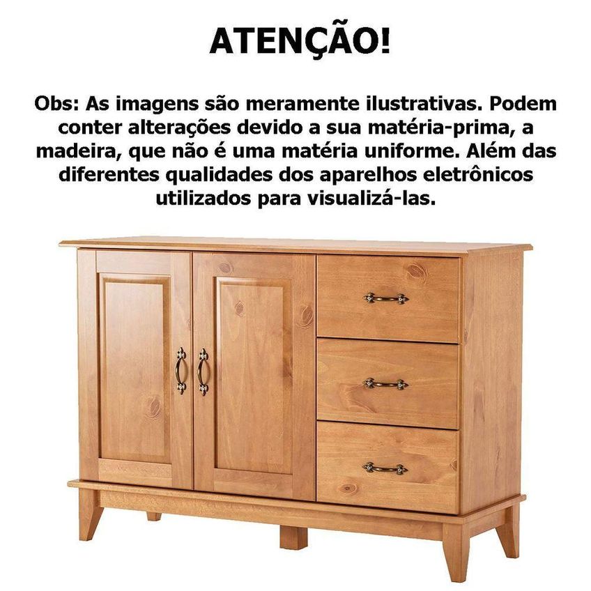 Kit Balcão Buffet E Aparador Stella 4 Portas 4 Gavetas Madeira Maciça Fosco Carvalho MPO Móveis - imagem 4