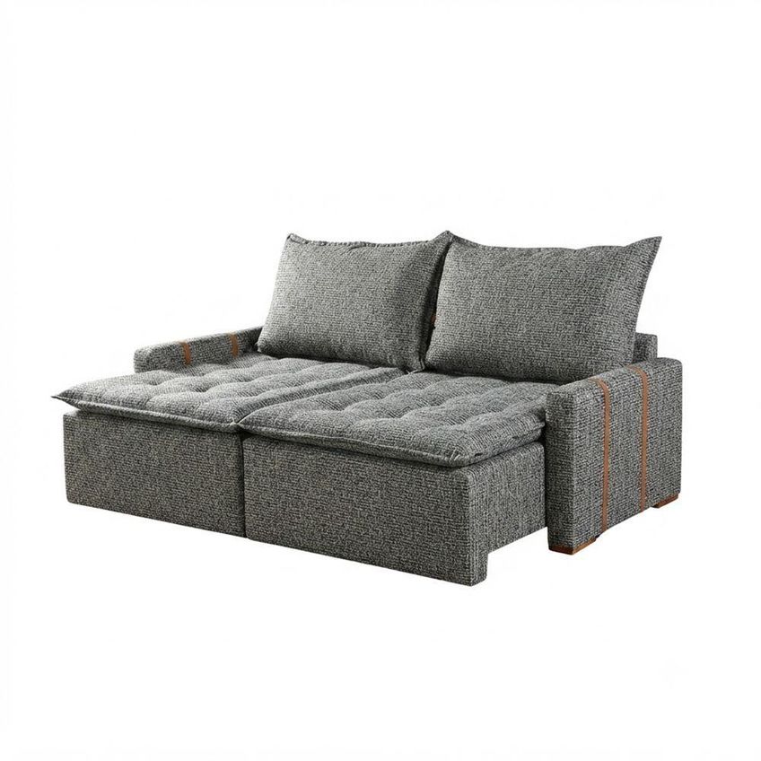 Sofá Com Chaise Orfeu 3 Lugares Retrátil E Reclinável 180cm Cinza - imagem 3