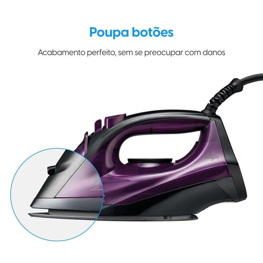 Ferro De Passar A Vapor Easy Pass Elgin 1200w Base Antiaderente 110v - imagem 3