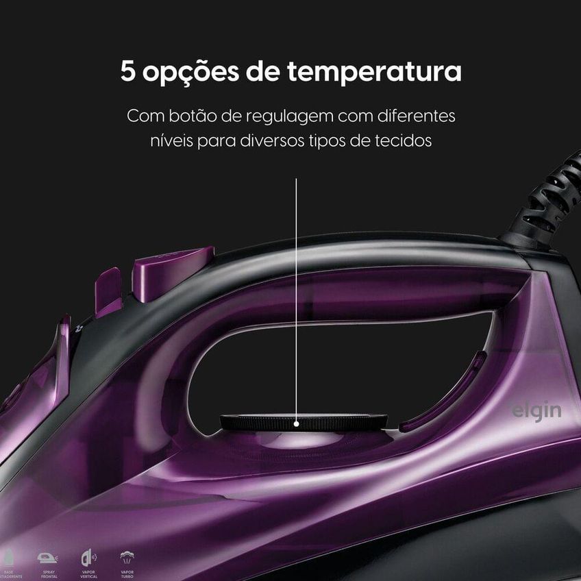 Ferro De Passar A Vapor Easy Pass Elgin 1200w Base Antiaderente 110v - imagem 4