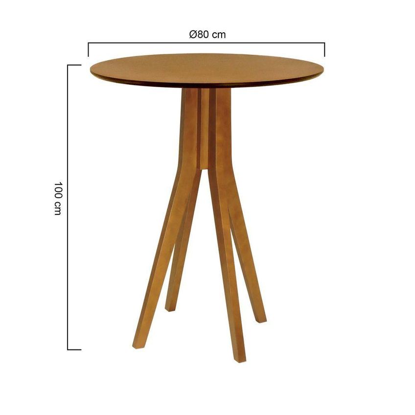 Mesa Bistrô Sevilha Sem Porta 1 Prateleira Madeira Maciça E MDF 80cm Amêndoa - imagem 3